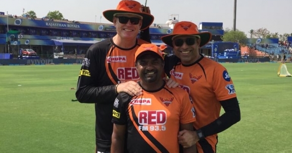 Moody and Laxman with Murali in India